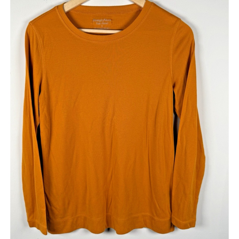 Simply Vera VERA WANG Harvest Orange Knit Long Sleeve Lightweight Top Sz L Lagen